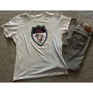 Little Caesars Pizza Graphic T-Shirt White Short Sleeve Crew Neck Mascot Tee sm